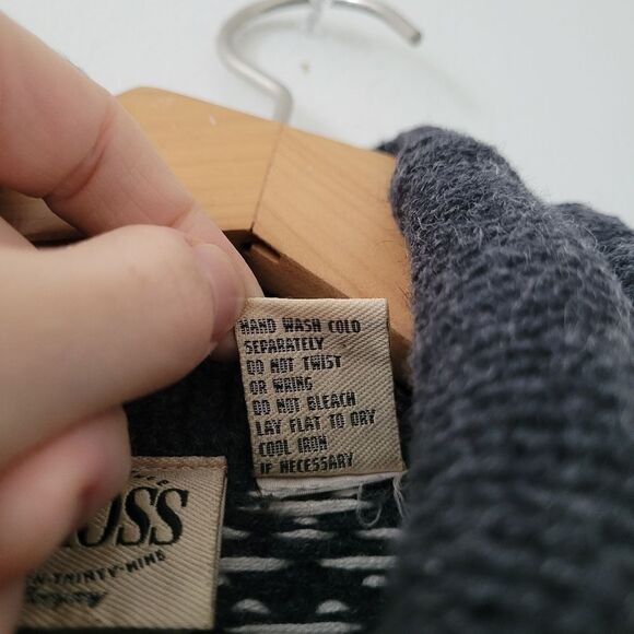 Vintage B. Moss Knit Nordic Turtleneck Sweater Gray/White Cotton Blend M - Picture 6 of 9